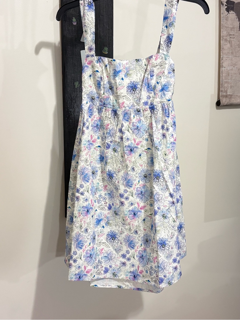 Storia White Sundress with Blue & Pink Floral Print